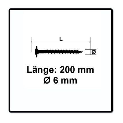 SPAX HI.FORCE Vis à bois 6,0 x 200 mm - Tête disque, Filetage partiel, Torx T-Star Plus T30, Wirox 4CUT, 50 pcs. ( 0251010602005 )