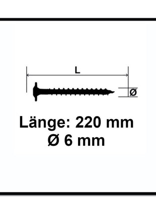 SPAX HI.FORCE Vis à bois 6,0 x 220 mm - Tête disque, Filetage partiel, Torx T-Star Plus T30, Wirox 4CUT, 50 pcs. ( 0251010602205 )