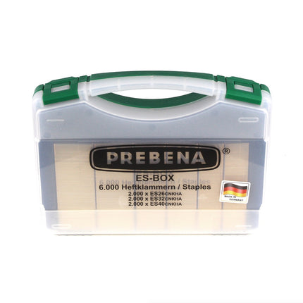 Prebena 2XR-ES40 Agrafeuse cloueuse pneumatique en mallette de transport type ES + 6000x Prebena CNKHA Agrafes type ES