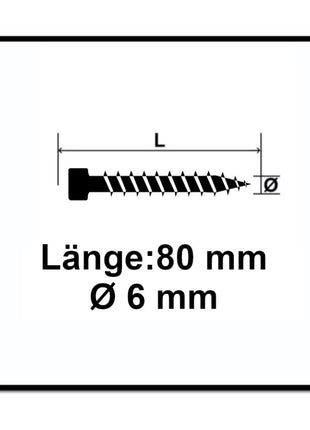 SPAX IN.FORCE Schraube 6,0 x 80 mm 200 Stk. ( 1211010600805 ) Torx T-STAR Plus T30 Vollgewinde Zylinderkopf WIROX 4CUT Bohrspitze