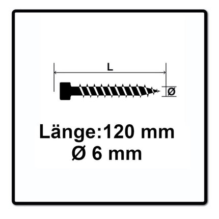 SPAX IN.FORCE Vis 6,0 x 120mm -  Filetage complet - Tête cylindrique - Torx T-STAR Plus T30 -  WIROX - Pointe de perçage 4CUT -100 pcs. (1211010601205)