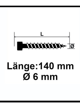 SPAX IN.FORCE Vis 6,0 x 140mm -  Filetage complet - Tête cylindrique - Torx T-STAR Plus T30 -  WIROX - Pointe de perçage 4CUT -100 pcs. ( 1211010601405)