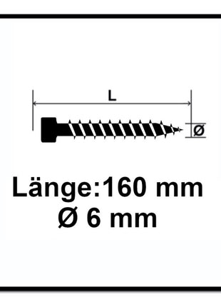 SPAX IN.FORCE Vis 6,0 x 160mm -  Filetage complet - Tête cylindrique - Torx T-STAR Plus T30 -  WIROX - Pointe de perçage 4CUT -100 pcs. ( 1211010601605)