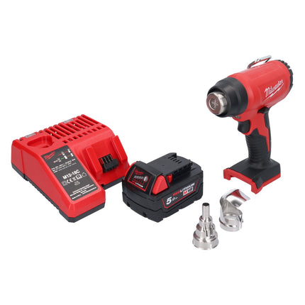 Milwaukee M18 BHG-501 Pistolet à air chaud sans fil 18 V 470 °C + 1x batterie 5,0 Ah + chargeur