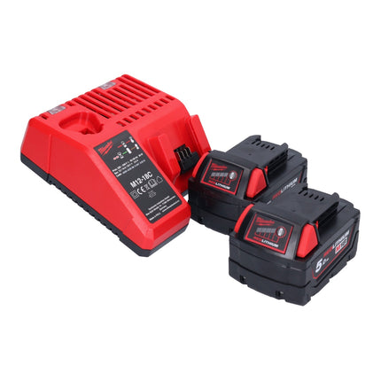 Milwaukee M18 BHG-502 Pistolet à air chaud sans fil 18 V 470 °C + 2x batterie 5,0 Ah + chargeur