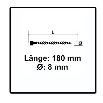 SPAX IN.FORCE Vis 8,0 x 180mm - Torx T-STAR Plus T40 - Filetage complet - Tête cylindrique - WIROX - Pointe de perçage CUT 50 pcs. (1221010801805)