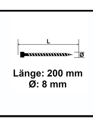 SPAX IN.FORCE Vis 8,0 x 200 mm - Torx T-STAR Plus T40 - Filetage complet - Tête cylindrique - WIROX - Pointe de perçage CUT 50 pcs. (1221010802005)