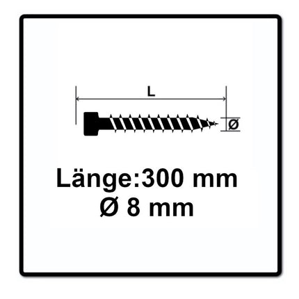 SPAX IN.FORCE Vis 8,0 x 300mm Torx T-STAR Plus T40 - Filetage complet -Tête cylindrique - WIROX - Pointe de perçage CUT 50 pcs. (1221010803005)