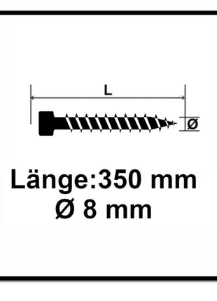 SPAX IN.FORCE Vis 8,0 x 350mm Torx T-STAR Plus T40 - Filetage complet - Tête cylindrique - WIROX - Pointe de perçage CUT 50 pcs. (1221010803505)