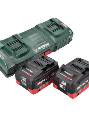 Metabo Set de batteries 18V : 2x Batteries 10,0Ah LIHD + Chargeur double ASC 145 DUO - Système CAS