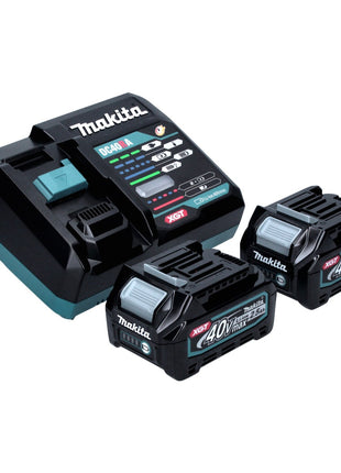 Makita Kit de démarrage batterie 40 V max + 2x Batteries BL 4025 2,5 Ah XGT (2x 191B36-3) + Chargeur (191E07-8)