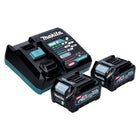 Makita Kit de démarrage batterie 40 V max + 2x Batteries BL 4025 2,5 Ah XGT (2x 191B36-3) + Chargeur (191E07-8)