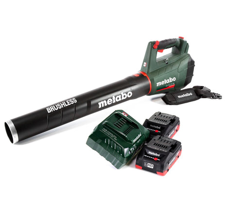 Soplador de hojas a batería Metabo LB 18 LTX BL 18 V sin escobillas + 2 baterías 4,0 Ah + cargador