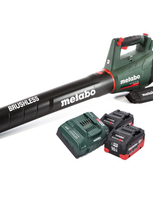 Soplador de hojas a batería Metabo LB 18 LTX BL 18 V sin escobillas + 2x baterías 10,0 Ah + cargador