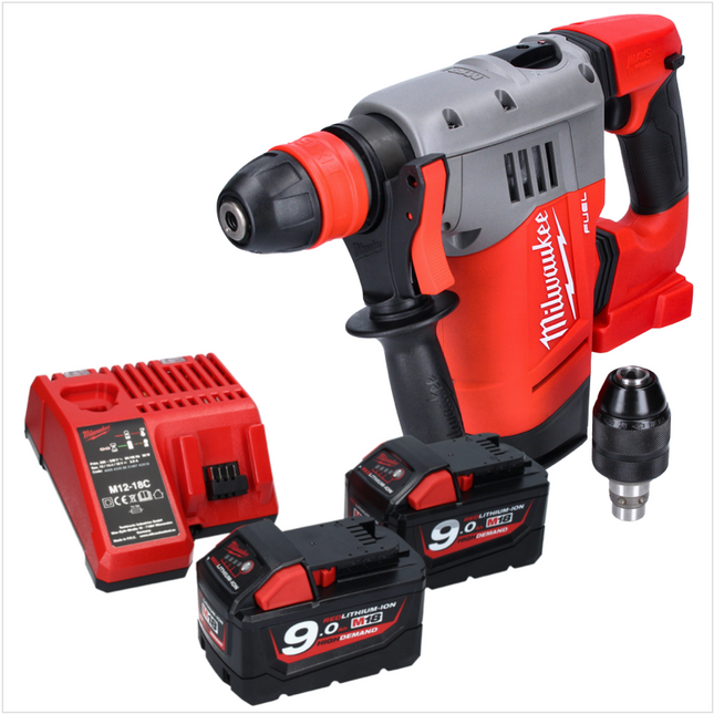 Milwaukee M18 CHPX-902C Perforateur sans fil 18 V 4.0 J SDS Plus brushless + 2x Batteries 9.0 Ah + Chargeur
