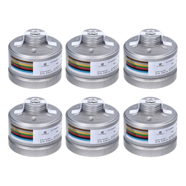 Filtre de protection respiratoire Dräger X-plore Rd40 6x A1B2E2K1 Hg CO NO-P3 RD (6x 6738801) EN148-1 pour