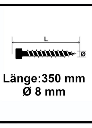 SPAX IN.FORCE Vis 8,0 x 350mm Torx T-STAR Plus T40 - Filetage complet - Tête cylindrique - WIROX - Pointe de perçage CUT 100 pcs. (2x 1221010803505)