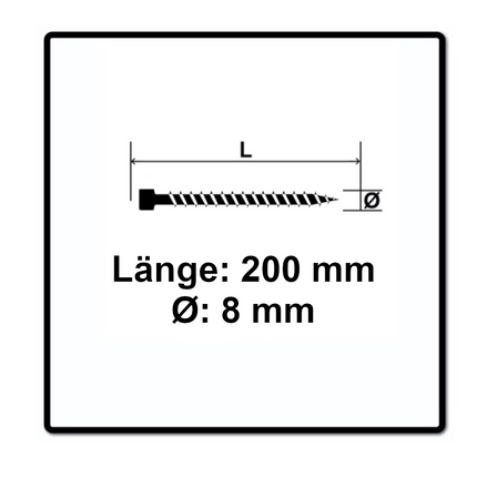 SPAX IN.FORCE Vis 8,0 x 200mm - Torx T-STAR Plus T40 - Filetage complet - Tête cylindrique - WIROX - Pointe de perçage CUT 250 pcs. (5x 1221010802005)