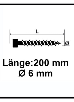 SPAX IN.FORCE Schraube 6,0 x 200 mm 200 Stk. ( 2x 1211010602005 ) Torx T-STAR Plus T30 Vollgewinde Zylinderkopf WIROX 4CUT Bohrspitze