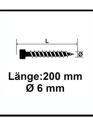 Tornillo SPAX IN.FORCE 6,0 x 200 mm 500 piezas (5x 1211010602005) Torx T-STAR Plus T30 culata totalmente roscada Broca WIROX 4CUT