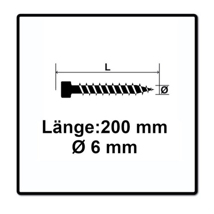 SPAX IN.FORCE Vis 6,0 x 200mm -  Filetage complet - Tête cylindrique - Torx T-STAR Plus T30 -  WIROX - Pointe de perçage 4CUT -500 pcs. (5x 1211010602005)