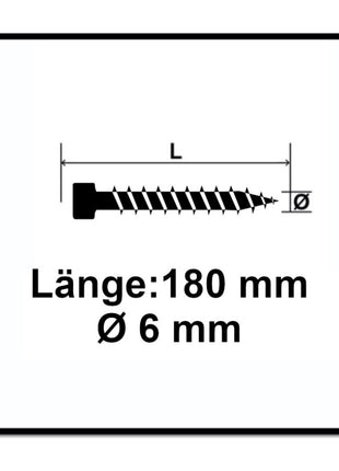 SPAX IN.FORCE Vis 6,0 x 180 mm Torx T-STAR Plus T30 tête cylindrique foret WIROX 4CUT - 200 pièces (2x 1211010601805)