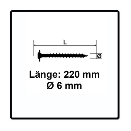 Vis à tête plate SPAX HI.FORCE 6,0 x 220 mm 100 pièces (2x 0251010602205) Torx T-Star Plus T30 filetage partiel Wirox 4Cut
