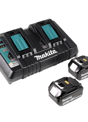 Makita DLM 432 PM2 Tondeuse à gazon sans fil 36 V (2x 18 V) 43 cm brushless + 2x Batteries 4.0 Ah + Chargeur double