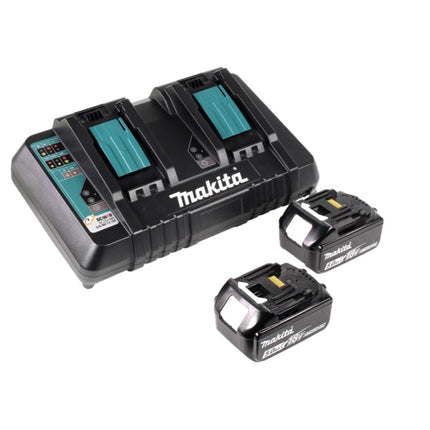 Makita DLM 432 PT2 Tondeuse à gazon sans fil 36 V ( 2x 18 V ) 43 cm Brushless + 2x Batteries 5,0 Ah + Chargeur double