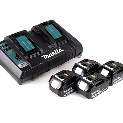 Makita DLM 432 PT4 Tondeuse à gazon sans fil 36 V (2x 18 V) 43 cm brushless + 4x Batteries 5.0 Ah + Chargeur double