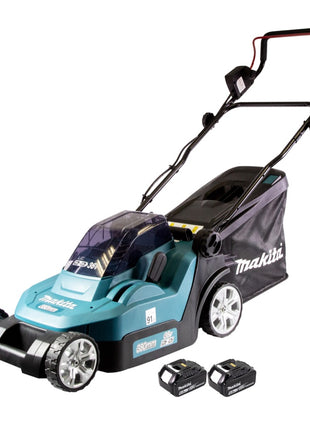 Cortacésped a batería Makita DLM 432 G2 36 V (2x 18 V) 43 cm sin escobillas + 2x batería 6,0 Ah - sin cargador