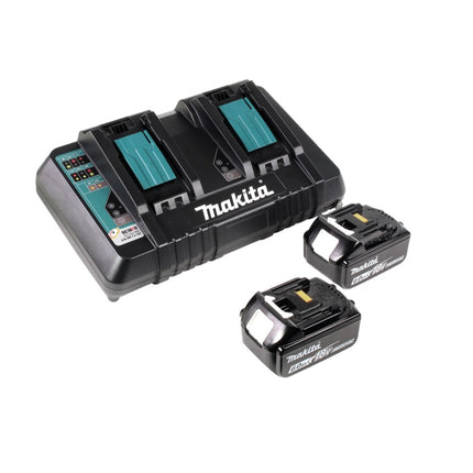Makita DLM 432 PG2 Tondeuse à gazon sans fil 36 V (2x 18 V) 43 cm brushless + 2x Batteries 6.0 Ah + Chargeur double