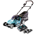 Makita DLM 432 PG4 Tondeuse à gazon sans fil 36 V (2x 18 V) 43 cm brushless + 4x Batteries 6.0 Ah + Chargeur double