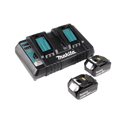 Makita DLM 382 PT2 Tondeuse à gazon sans fil 36 V ( 2x 18 V ) 38 cm 40 l + 2x Batteries 5,0 Ah + Chargeur double