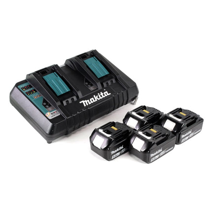 Makita DLM 382 PT4 batterie tondeuse 36 V ( 2x 18 V ) 38 cm 40 l + 4x batterie 5,0 Ah + double chargeur