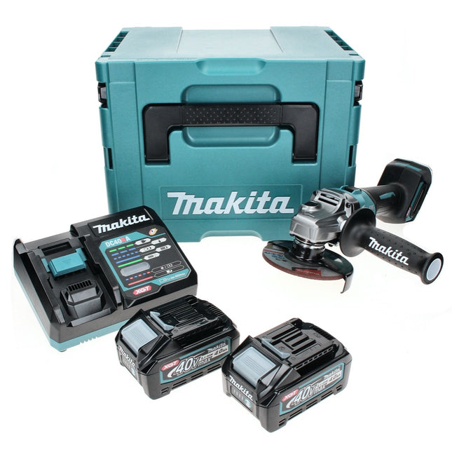 Meuleuse d'angle sur batterie Makita GA 005 GM201 40 V max. 125 mm sans balais XGT + 2x batterie 4,0 Ah + chargeur + Makpac