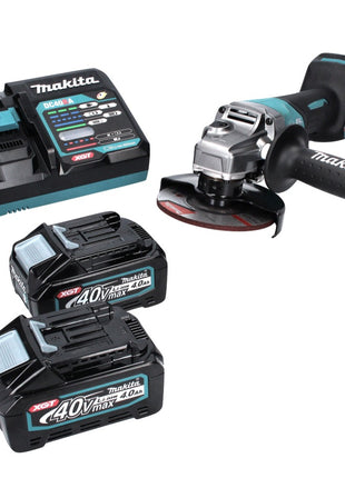 Makita GA 013 GM2 Meuleuse d'angle sans fil 40 V max. 125 mm  XGT + 2x Batteries 4,0 Ah + Chargeur