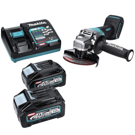 Makita GA 013 GM2 Meuleuse d'angle sans fil 40 V max. 125 mm  XGT + 2x Batteries 4,0 Ah + Chargeur