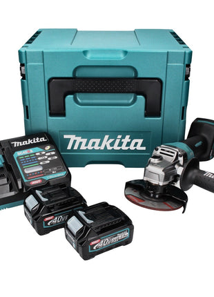 Meuleuse d'angle sur batterie Makita GA 013 GD201 40 V max. 125 mm sans balais XGT + 2x batterie 2,5 Ah + chargeur + Makpac