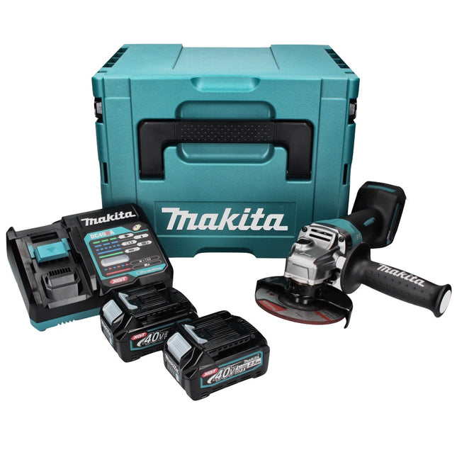 Meuleuse d'angle sur batterie Makita GA 013 GD201 40 V max. 125 mm sans balais XGT + 2x batterie 2,5 Ah + chargeur + Makpac