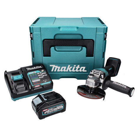 Amoladora angular a batería Makita GA 013 GM101 40 V máx. 125 mm sin escobillas XGT + 1x batería 4,0 Ah + cargador + Makpac