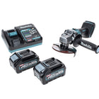 Makita GA 008 GM2 Meuleuse d'angle sans fil 40 V max 125 mm Brushless XGT + 2x Batteries 4.0 Ah + Chargeur