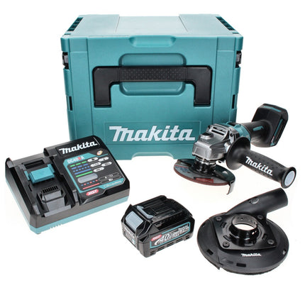 Meuleuse d'angle sur batterie Makita GA 008 GD101 40 V max. 125 mm sans balais XGT + 1x batterie 2,5 Ah + chargeur + hotte d'aspiration + Makpac