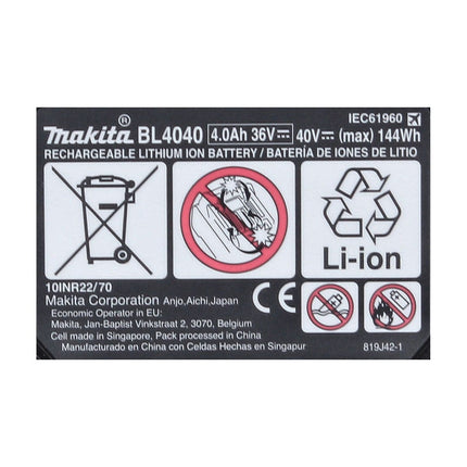 Makita Kit de démarrage batterie 40 V max + 2x Batteries BL 4040 4,0 Ah XGT (2x 191B26-6) + Chargeur (191E07-8)