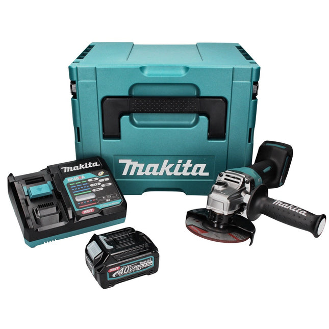 Makita GA 016 GD101 Meuleuse d'angle sans fil 40 V maxi 125 mm brushless XGT + 1x Batterie 2,5 Ah + Chargeur + Makpac