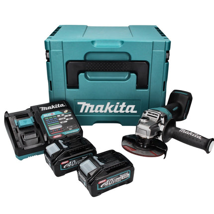 Meuleuse d'angle sur batterie Makita GA 016 GM201 40 V max. 125 mm sans balais XGT + 2x batterie 4,0 Ah + chargeur + Makpac