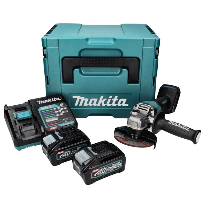 Meuleuse d'angle sur batterie Makita GA 016 GM201 40 V max. 125 mm sans balais XGT + 2x batterie 4,0 Ah + chargeur + Makpac