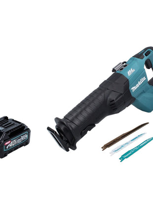 Makita JR 001 GD1 max. Scie sabre sans fil 40 V + 1x Batterie 2,5 Ah + Lames de scie - sans chargeur, sans coffret de transport