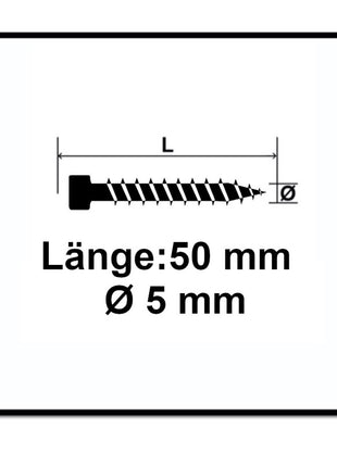 SPAX Vis de terrasse 5,0 x 50 mm en acier inoxydable A2 - 1000 pièces (2x 0537000500505)