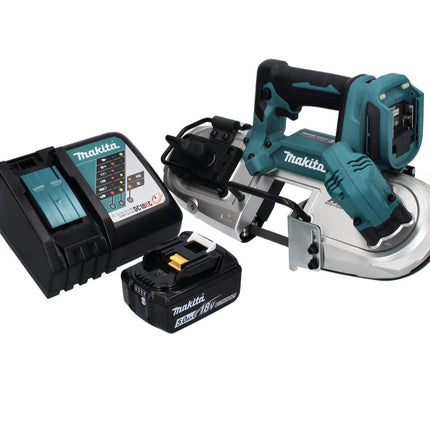 Makita DPB 183 RT1 Scie à ruban sans fil 18 V 66 mm Brushless + 1x Batterie 5,0 Ah + Chargeur